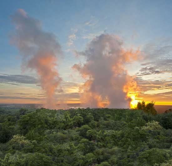 View of the Spray of the Falls from The Elephant Camp