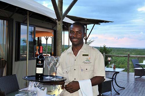 Dining - Waiter at The Elephant Camp Safari Lodge